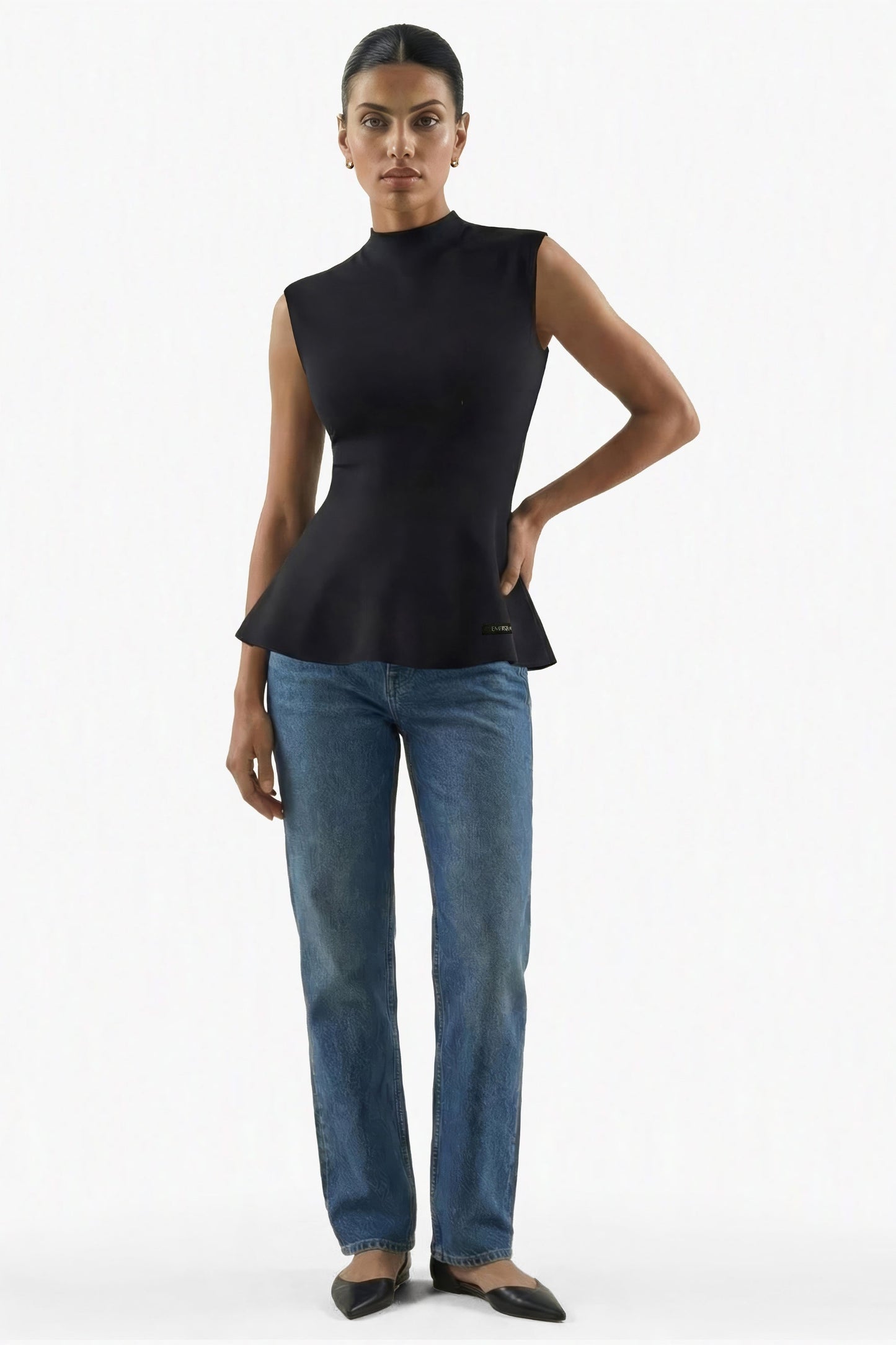 High Neck Peplum Stretch Tank: Reversible & EMF Shielding