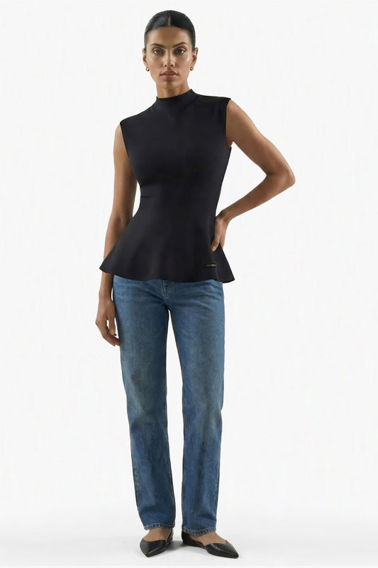 High Neck Peplum Stretch Tank: Reversible & EMF Shielding
