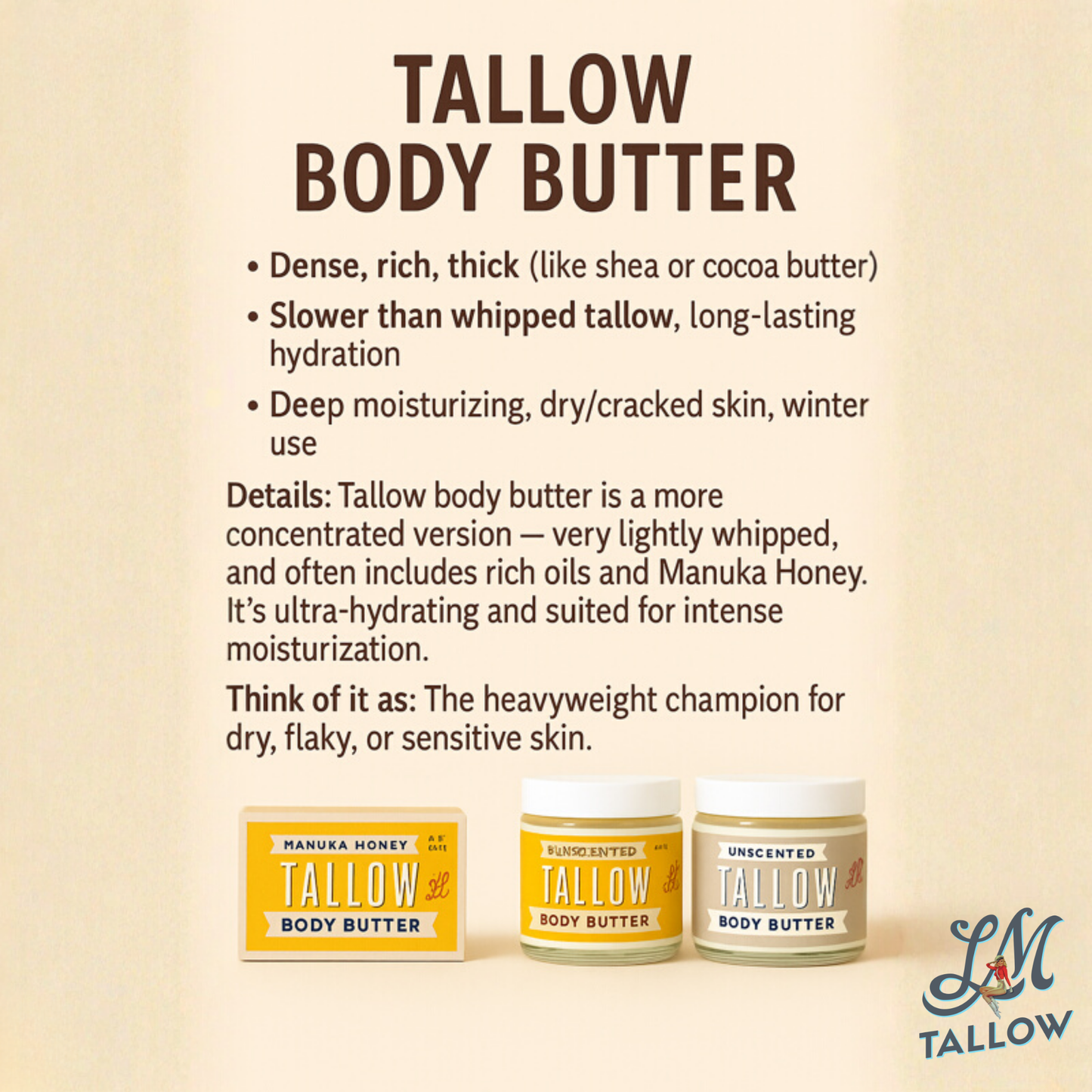 Unscented Tallow Body Butter | Natural Beef Tallow Body Butter