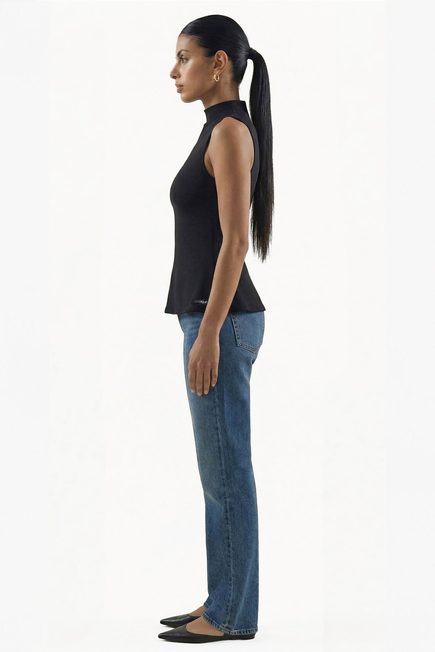 High Neck Peplum Stretch Tank: Reversible & EMF Shielding