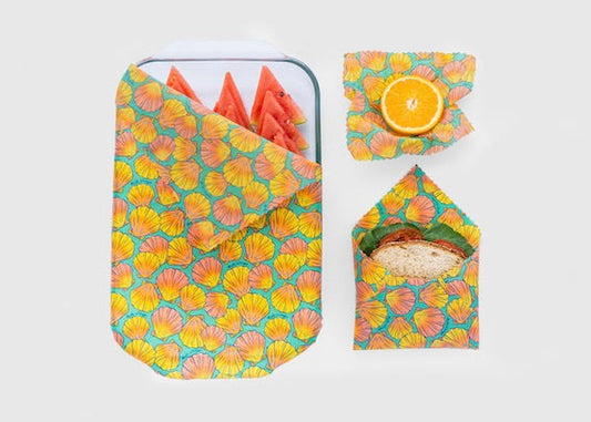 Beeswax Food Wrap - Sunrise Shell Print - Homeland Harvest