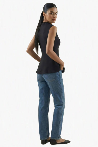 High Neck Peplum Stretch Tank: Reversible & EMF Shielding