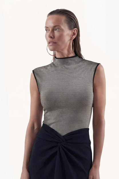 High Neck Peplum Stretch Tank: Reversible & EMF Shielding