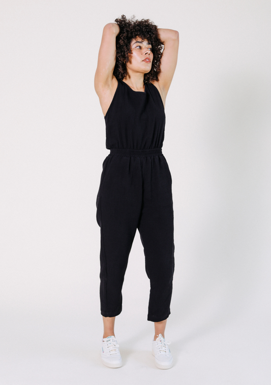 Jameela Organic Cotton Jumpsuit - Black - Homeland Harvest