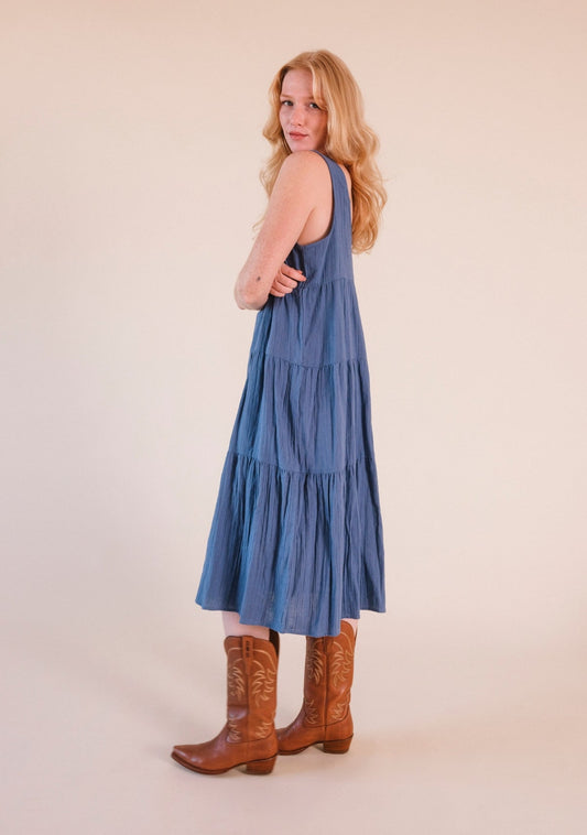 Teresa Tiered Tank Dress - Ocean - Homeland Harvest