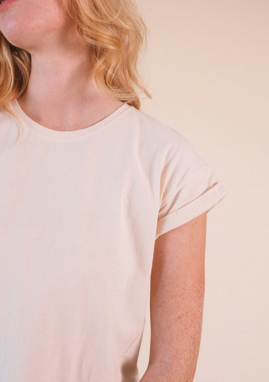 Jane Cuffed Hemp Tee - Natural - Homeland Harvest