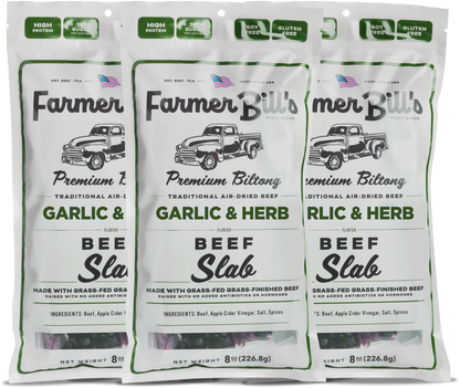 8 oz Garlic & Herb Beef Biltong Slab