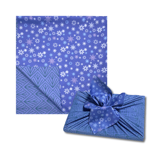 Large Reusable Cloth Furoshiki Gift Wrap | Snowflakes & Pine - Homeland Harvest