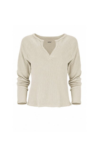 Jules Waffle Knit Organic Cotton V-Neck Pullover