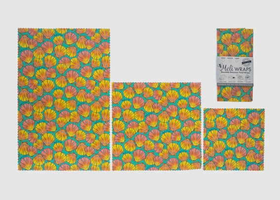 Beeswax Food Wrap - Sunrise Shell Print - Homeland Harvest