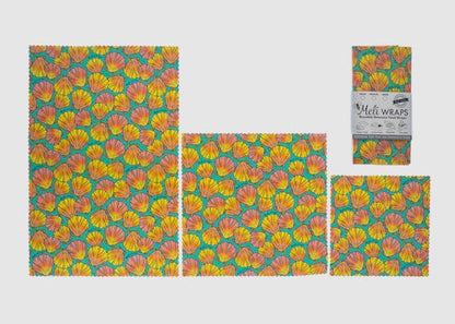 Beeswax Food Wrap - Sunrise Shell Print - Homeland Harvest