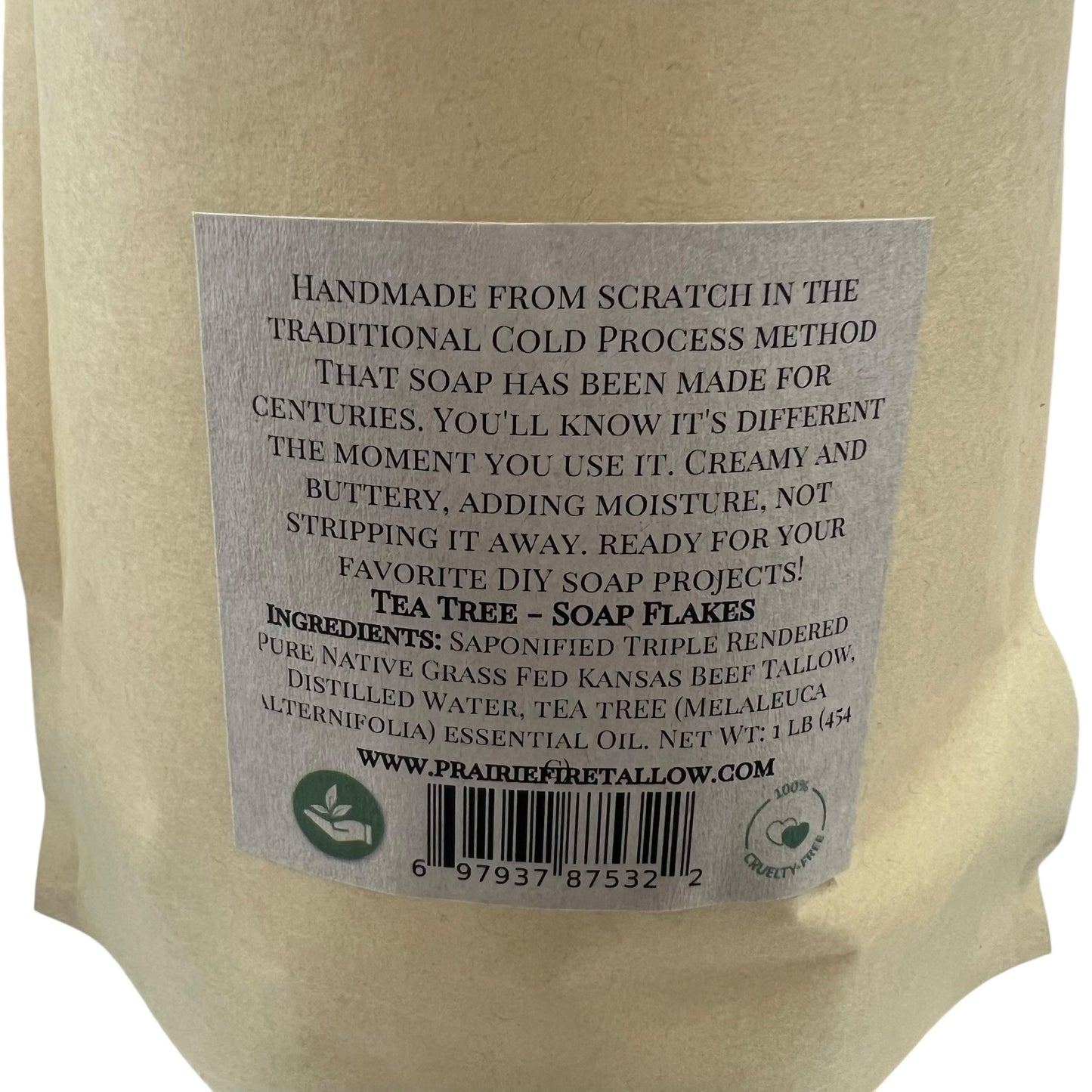 Pure Beef Tallow Soap Flakes - Made in USA - Grass Fed and Finished - Face, Body and Hair - Natural and Organic