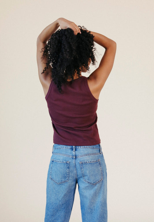 Charlie Ribbed Organic Cotton Tank - Port - Homeland Harvest