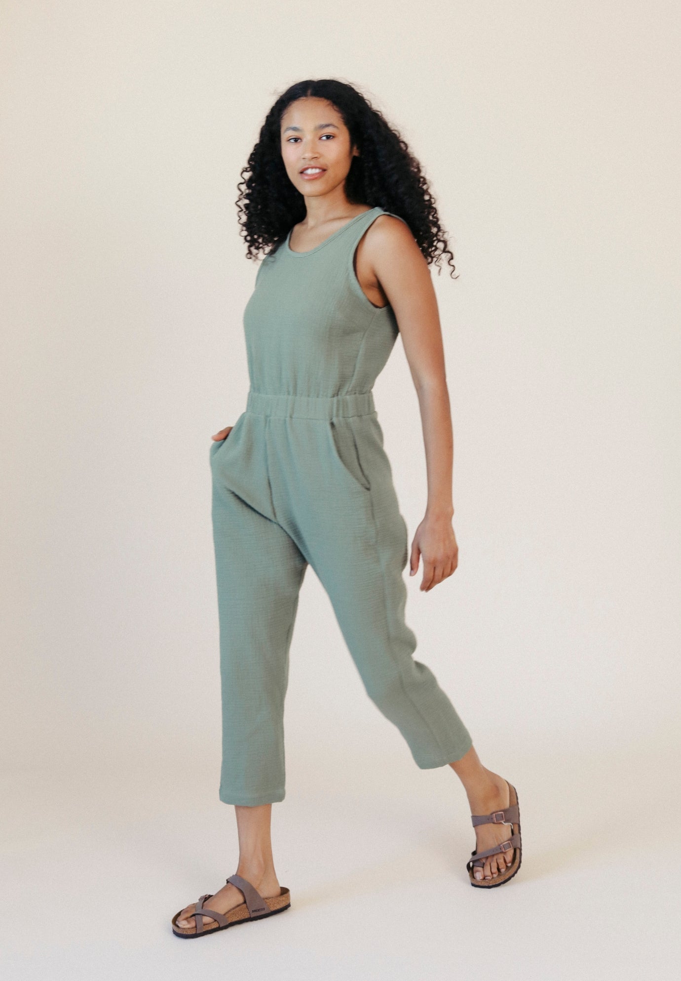 Jameela Organic Cotton Jumpsuit - Seagrass - Homeland Harvest