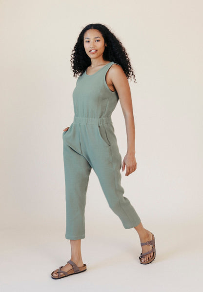 Jameela Organic Cotton Jumpsuit - Seagrass - Homeland Harvest