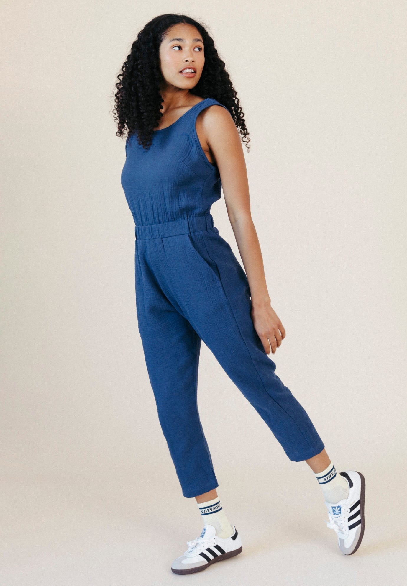 Jameela Organic Cotton Jumpsuit - Deep Sea - Homeland Harvest