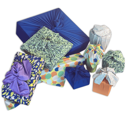 Assorted Set of 9 Reusable Cloth Furoshiki Gift Wrap | All Occasion Collection - Homeland Harvest