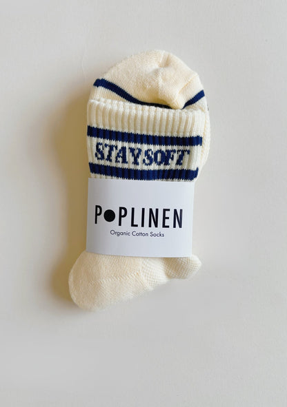 Stay Soft Stripe Socks - Navy + Cream - Homeland Harvest