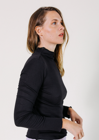 Norma Modal Ribbed Turtleneck - Black - Homeland Harvest
