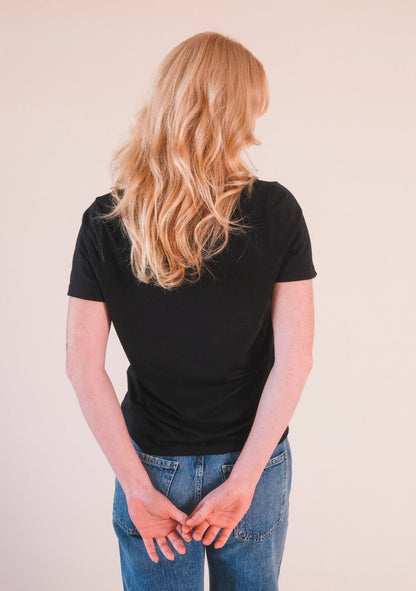 Louise Organic Cotton + Tencel ™ V-neck Tee - Black - Homeland Harvest