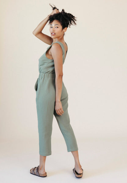 Jameela Organic Cotton Jumpsuit - Seagrass - Homeland Harvest