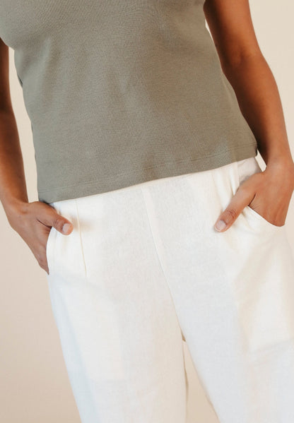 Charlie Ribbed Organic Cotton Tank - Sage - Homeland Harvest