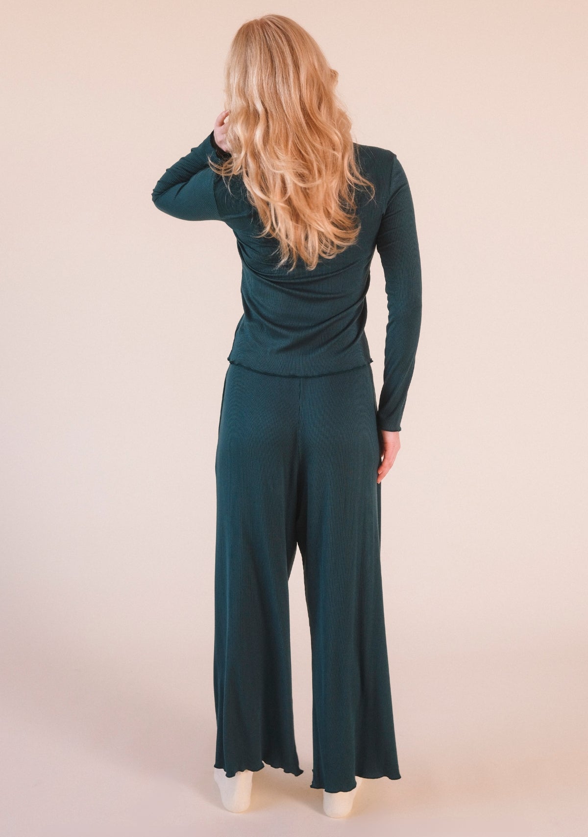 Hedy Ribbed Modal Lounge Pant- Pine - Homeland Harvest
