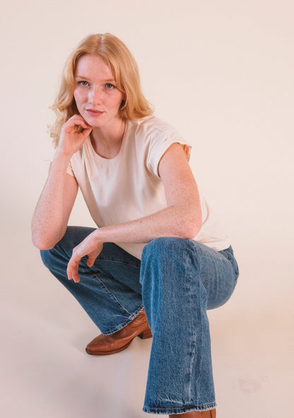 Jane Cuffed Hemp Tee - Natural - Homeland Harvest
