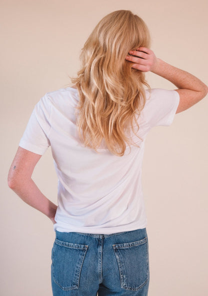 Louise Organic Cotton + Tencel ™ V-neck Tee - White - Homeland Harvest