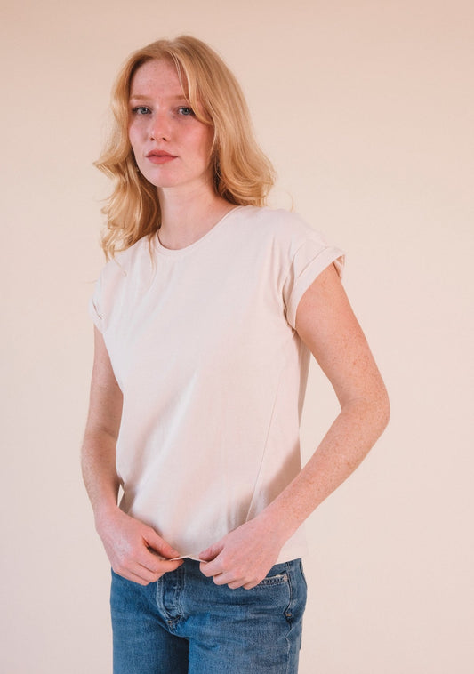 Jane Cuffed Hemp Tee - Natural - Homeland Harvest