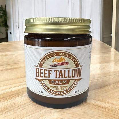 Grass Fed Beef Tallow Balm - 4 oz - Made in USA - Organic Grass Fed and Finished Tallow - Moisturizing Skin Care
