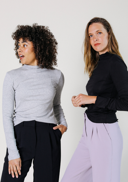 Norma Modal Ribbed Turtleneck - Black - Homeland Harvest