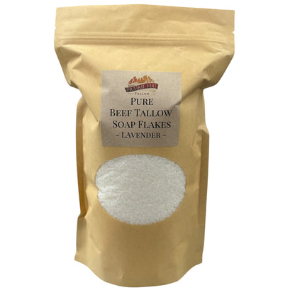 Pure Beef Tallow Soap Flakes - Made in USA - Grass Fed and Finished - Face, Body and Hair - Natural and Organic