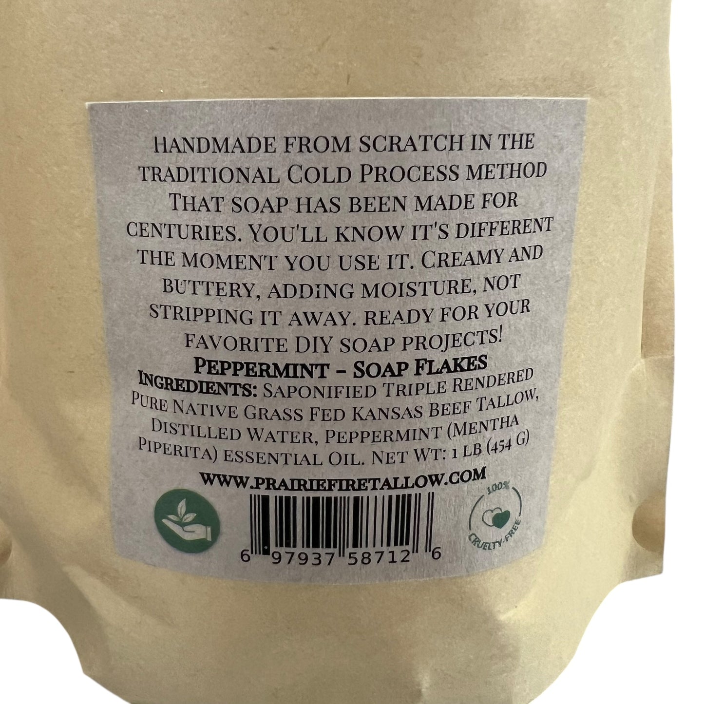 Pure Beef Tallow Soap Flakes - Made in USA - Grass Fed and Finished - Face, Body and Hair - Natural and Organic