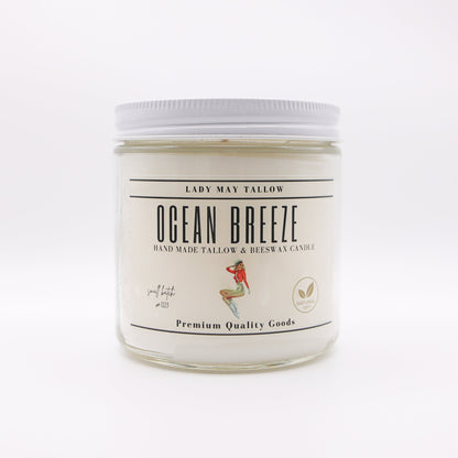 Ocean Breeze Tallow & Beeswax Candle | All-Natural, Non-Toxic, Clean-Burning