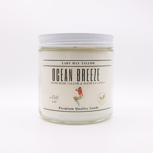 Ocean Breeze Tallow & Beeswax Candle | All-Natural, Non-Toxic, Clean-Burning