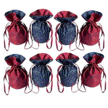 Medium Reusable Fabric Gift Bag | Blue & Red Confetti - Homeland Harvest