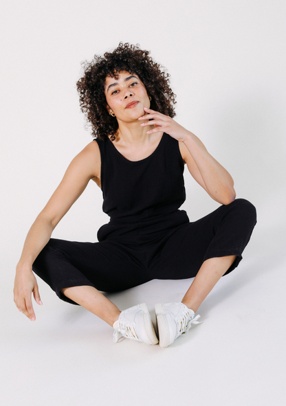 Jameela Organic Cotton Jumpsuit - Black - Homeland Harvest