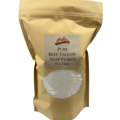 Pure Beef Tallow Soap Flakes - Made in USA - Grass Fed and Finished - Face, Body and Hair - Natural and Organic