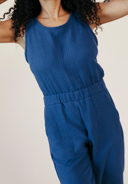 Jameela Organic Cotton Jumpsuit - Deep Sea - Homeland Harvest