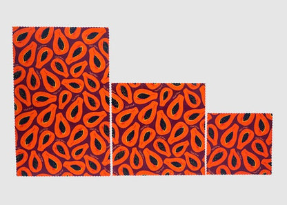 Beeswax Food Wrap - Purple Papaya Print - Homeland Harvest