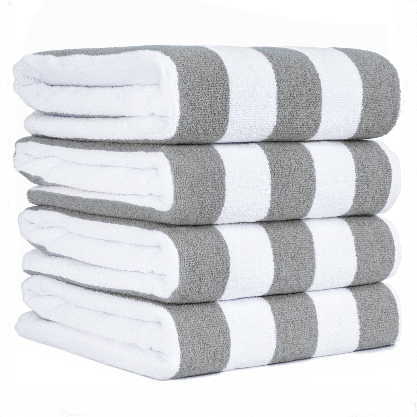 American Soft Linen, Premium Cotton 4 Pack Beach Towels, 30" x 60" Cabana Striped Pool Towels