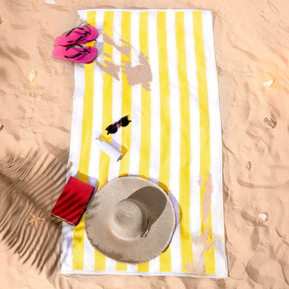 American Soft Linen, Premium Cotton 4 Pack Beach Towels, 30" x 60" Cabana Striped Pool Towels