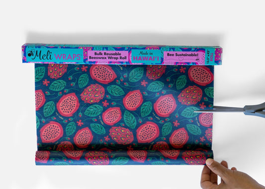 Beeswax Wrap Bulk Roll - Dragonfruit Print - Homeland Harvest