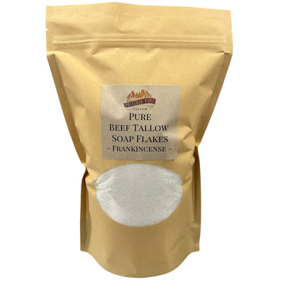 Pure Beef Tallow Soap Flakes - Made in USA - Grass Fed and Finished - Face, Body and Hair - Natural and Organic