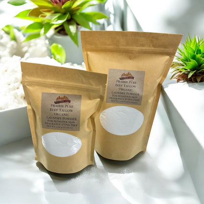 Beef Tallow Organic Laundry Detergent Soap Powder - Made in USA - Fragrance and Dye Free for Sensitive Skin