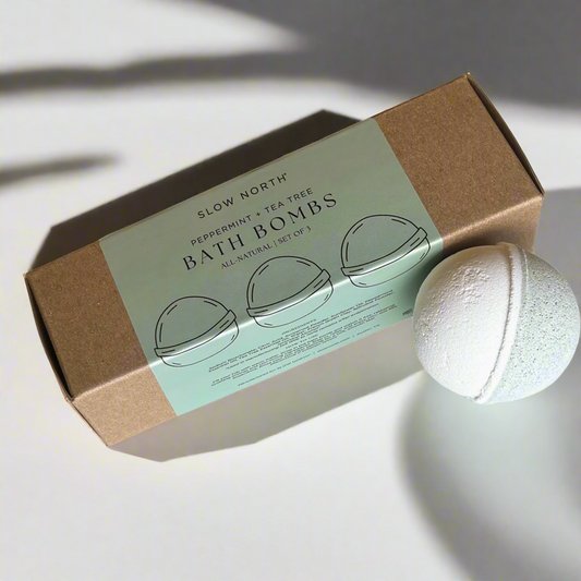 Natural Bath Bomb Set - Peppermint + Tea Tree (Set of 3) - Homeland Harvest