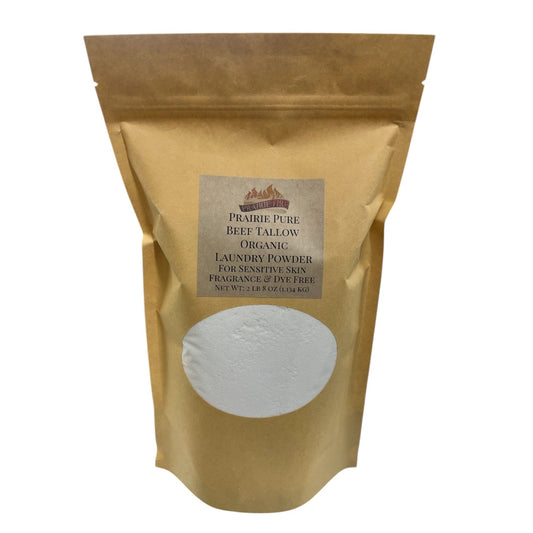Beef Tallow Organic Laundry Detergent Soap Powder - Made in USA - Fragrance and Dye Free for Sensitive Skin
