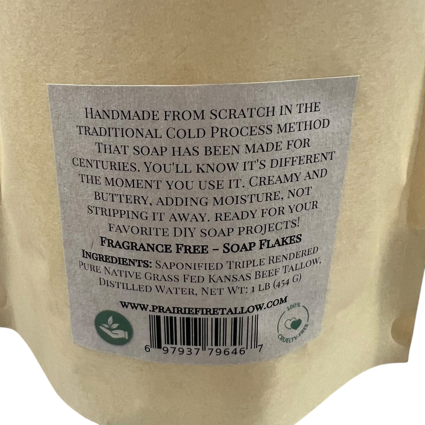 Pure Beef Tallow Soap Flakes - Made in USA - Grass Fed and Finished - Face, Body and Hair - Natural and Organic