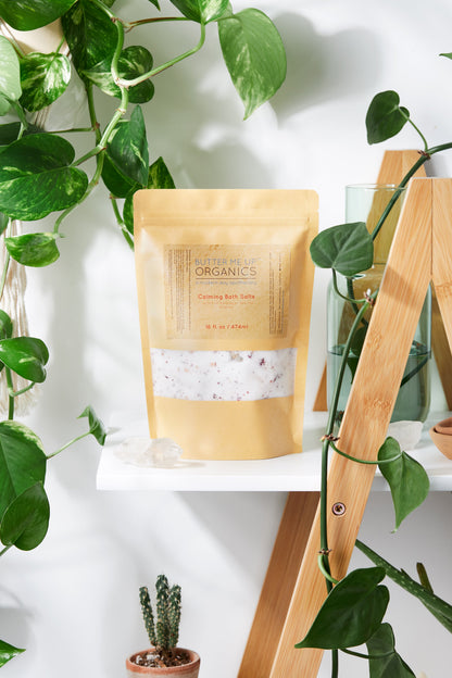 Calming Bath Salts / Detox / Relaxation / Lavender & Chamomile / Essential Oils / Organic Herbs / Herbal Bath Salts for Relaxation Stress - Homeland Harvest